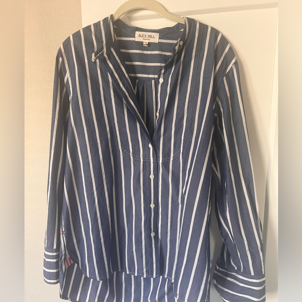 Alex Mill Blue & White Striped Button-Down Top
